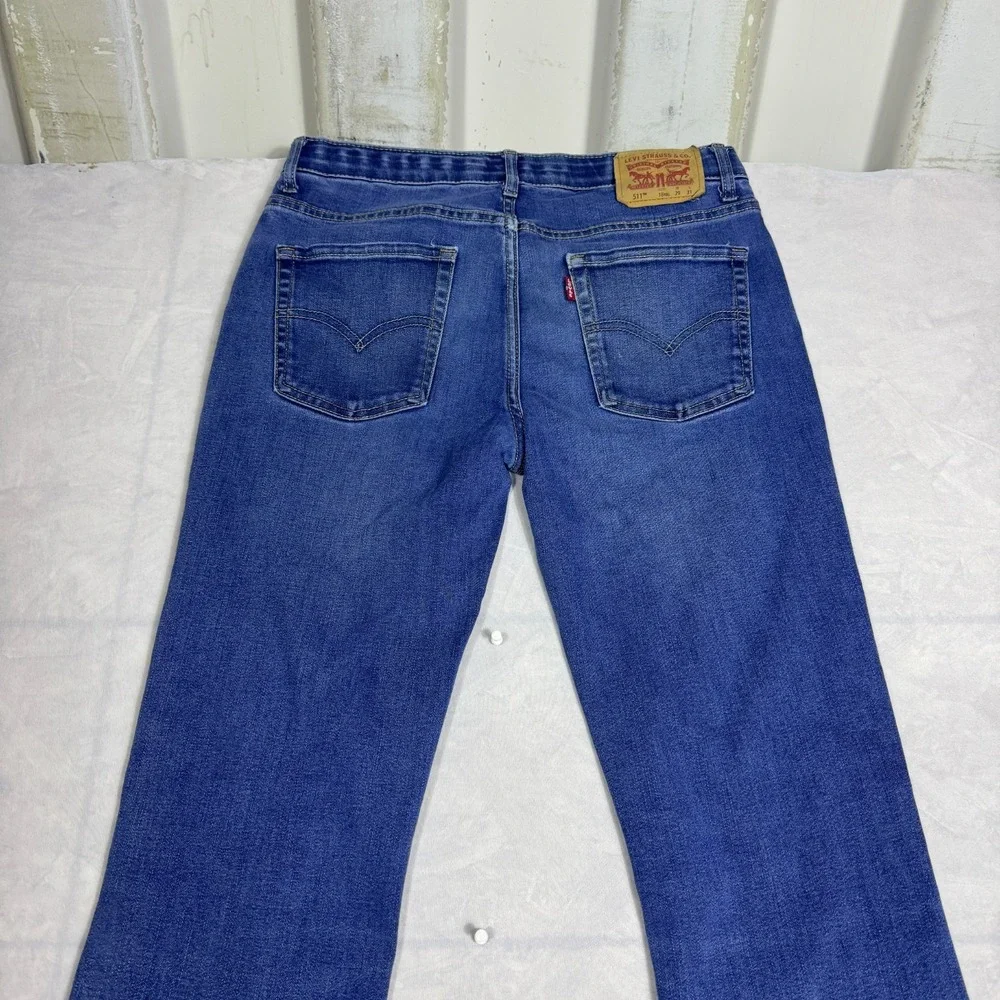 Levi's 511 Mens Straight Jeans Blue Denim‎ 5-Pocket Classic Whiskering Size 18R
